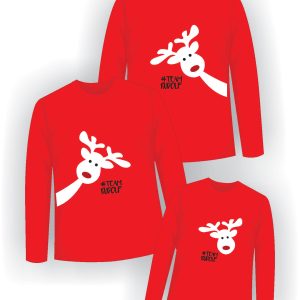 Komplet božičnih puloverjev - rdeci (2 odrasla + 1 otroški)