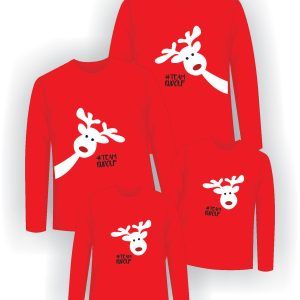 Komplet božičnih puloverjev - rdeci (2 odrasla + 2 otroška)