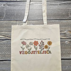 Bombažna vrečka za vzgojiteljico z rožicami