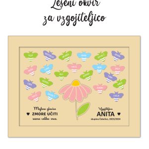 Leseni okvir za vzgojiteljico  - čebelice