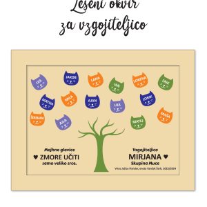 Leseni okvir za vzgojiteljico  - muce