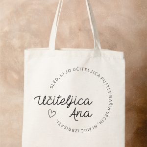 Bombažna vrečka za učiteljico z napisom