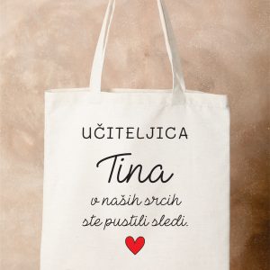 Bombažna vrečka za učiteljico s srčkom