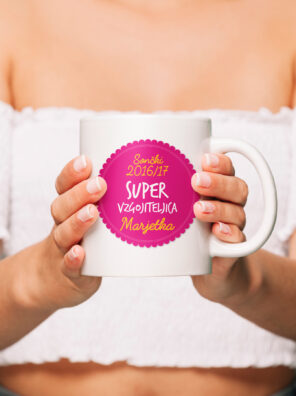 Skodelica sončki - super vzgojiteljica + ime