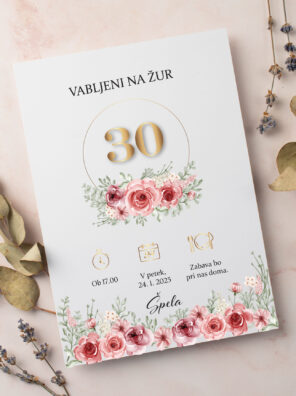 Vabilo za 30 let - rožice