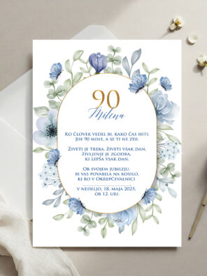 Vabilo za 90 let - rožice
