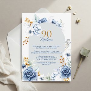 Vabilo za 90 let - rožice 2