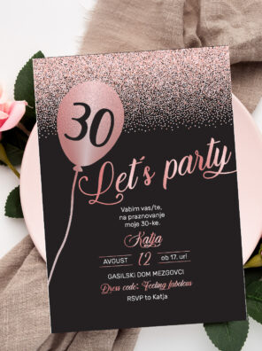 Vabilo za 30 let - rose gold