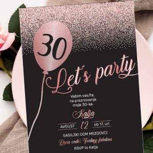 Vabilo za 30 let - rose gold